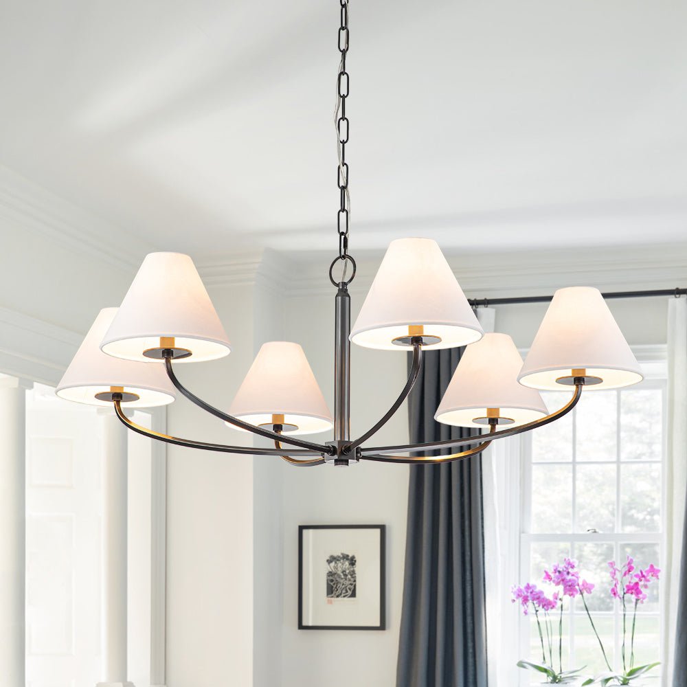 Nordvest Classic White Linen Metal Chandelier
