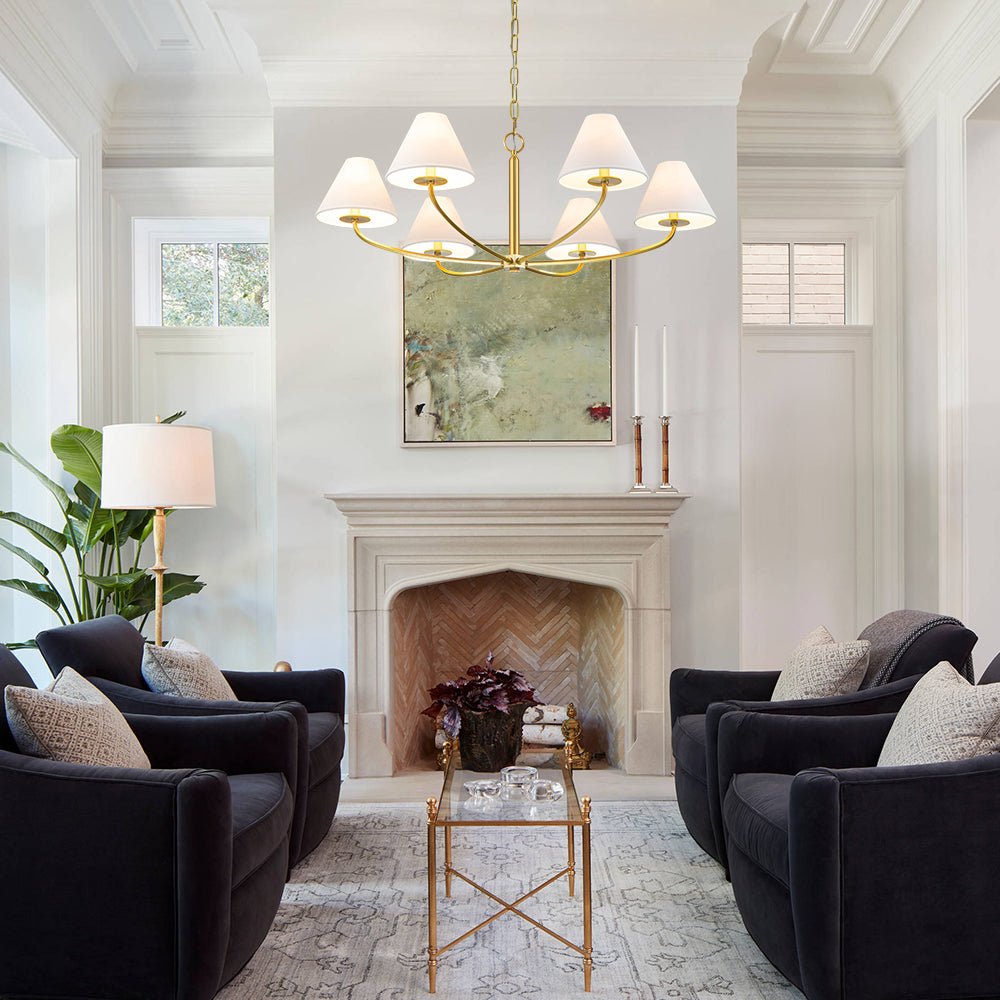 Nordvest Classic White Linen Metal Chandelier