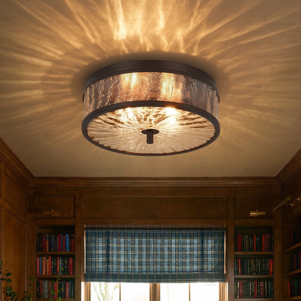 Mjolkun Clear Crackled Glass Flush Mount Light