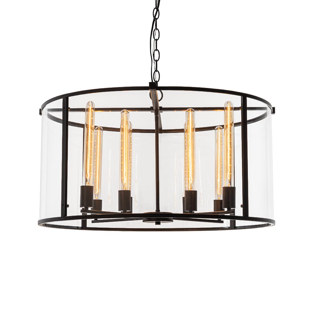 Kvennuvya Clear Manor Black Glass Lantern Chandelier