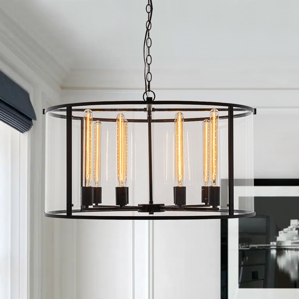 Kvennuvya Clear Manor Black Glass Lantern Chandelier