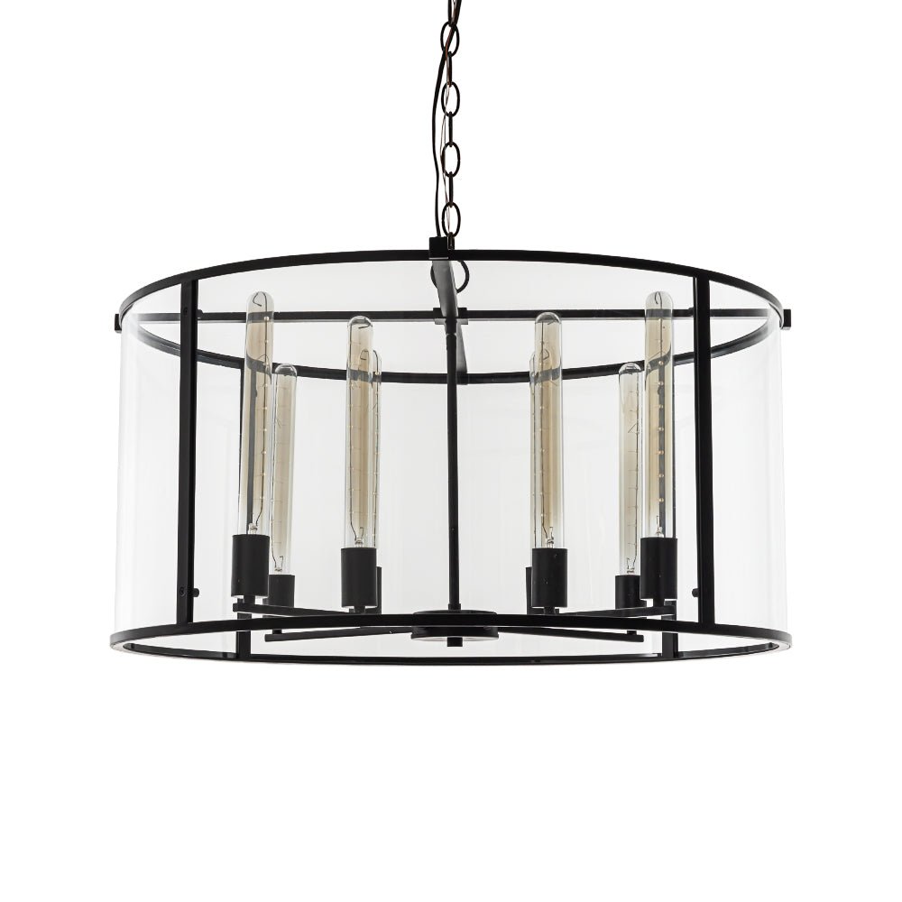 Kvennuvya Clear Manor Black Glass Lantern Chandelier