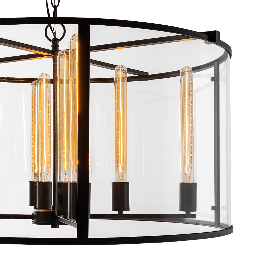 Kvennuvya Clear Manor Black Glass Lantern Chandelier