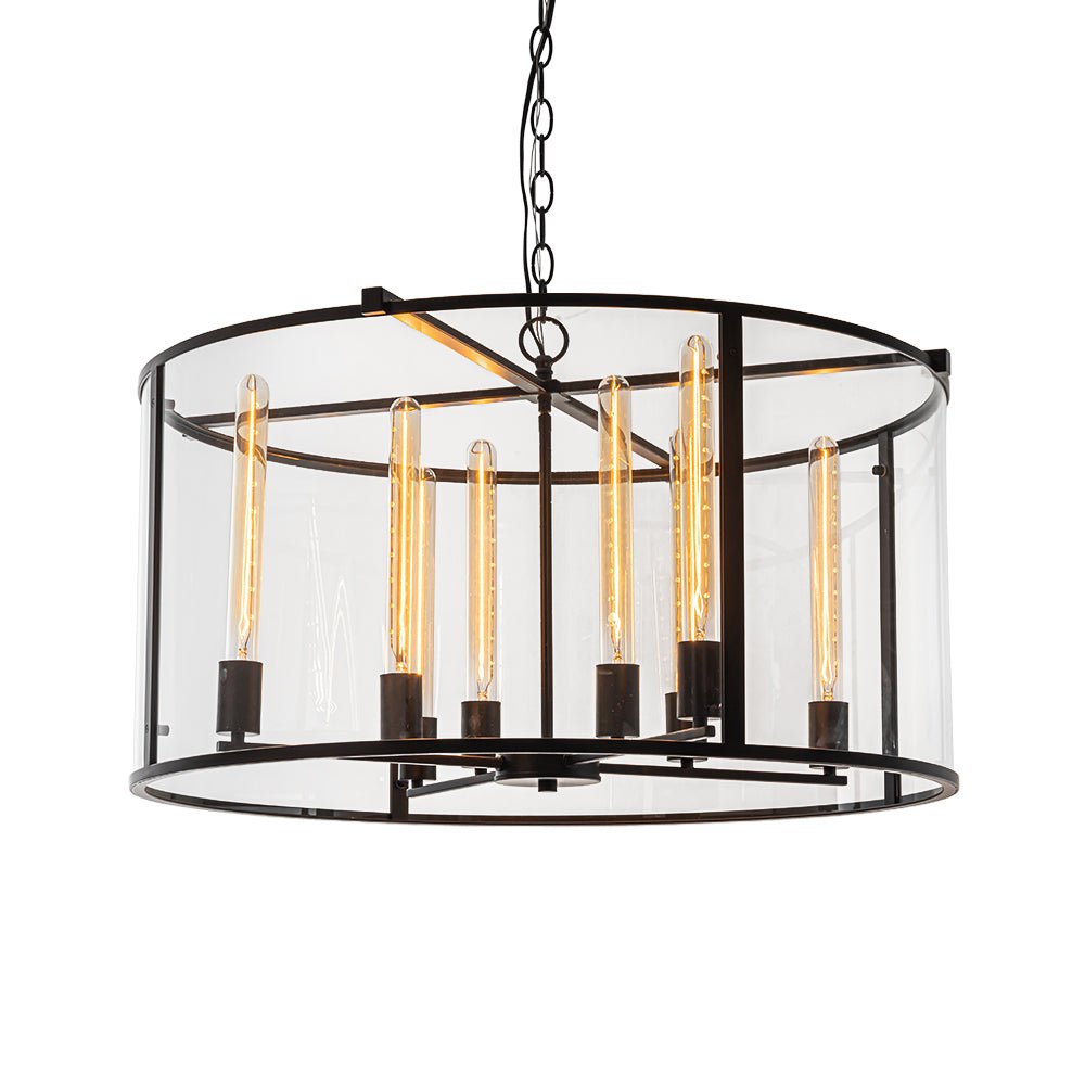 Kvennuvya Clear Manor Black Glass Lantern Chandelier