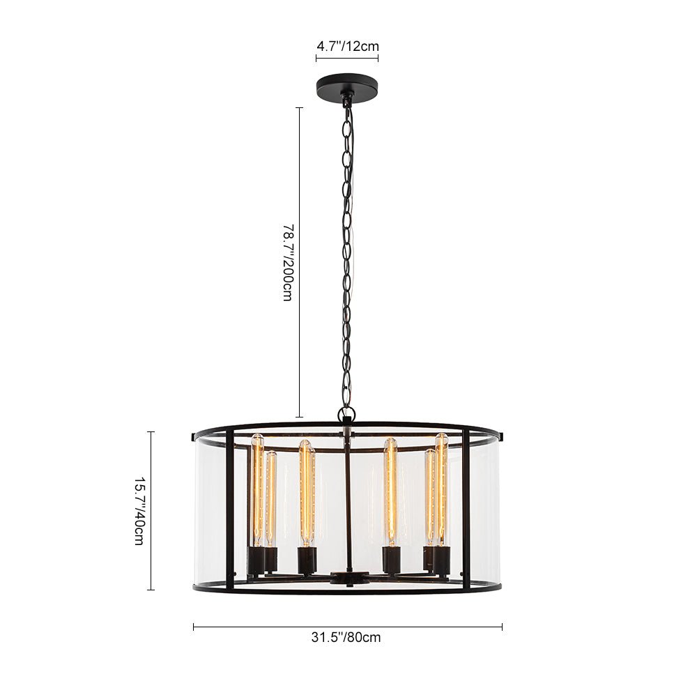 Kvennuvya Clear Manor Black Glass Lantern Chandelier