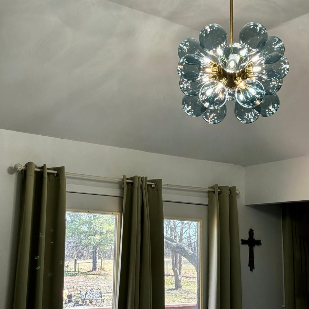 Orbis Contemporary Glass Chandelier - Lamp Copper
