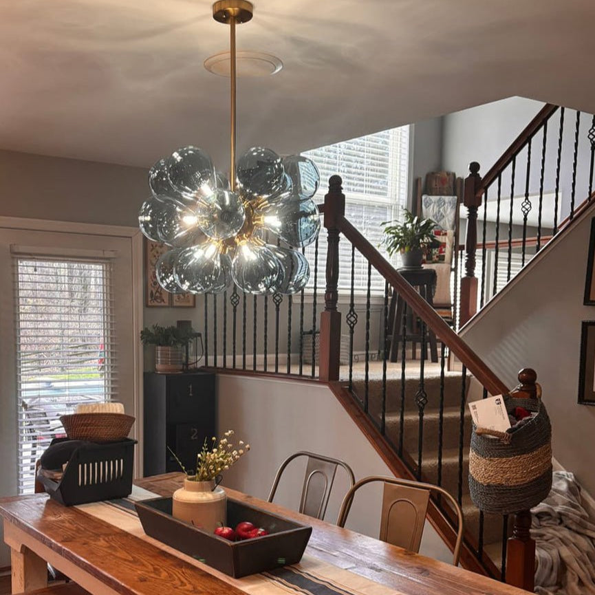 Orbis Contemporary Glass Chandelier - Lamp Copper