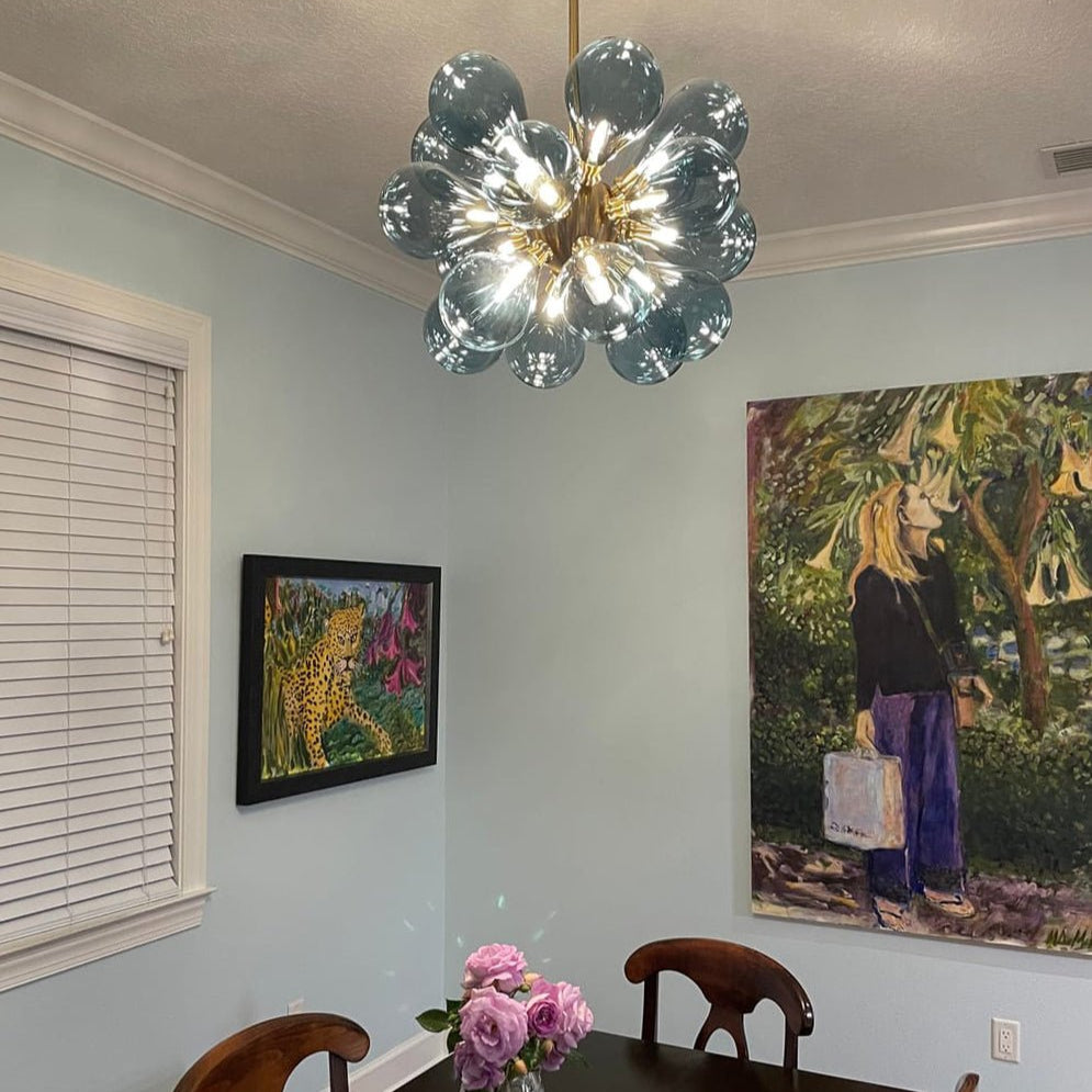 Orbis Contemporary Glass Chandelier - Lamp Copper