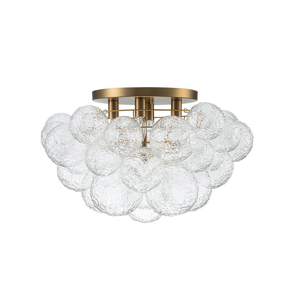 Ornuvum Cluster Rippled Bubble Glass Semi Flush Chandelier - Lamp Copper