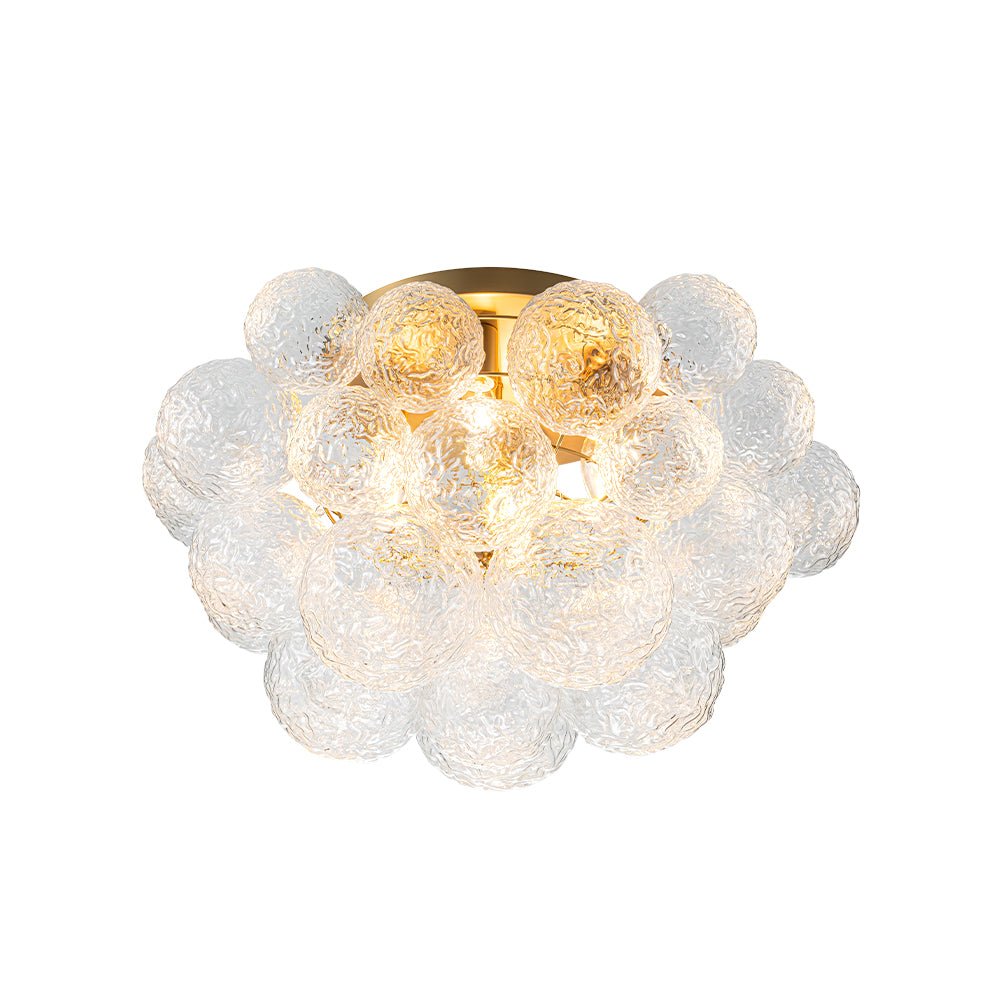 Ornuvum Cluster Rippled Bubble Glass Semi Flush Chandelier - Lamp Copper