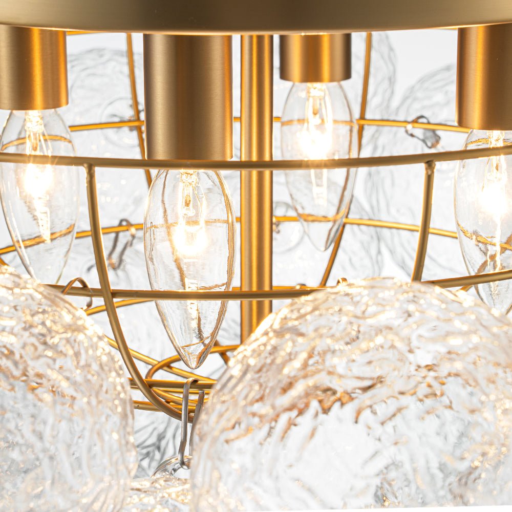 Ornuvum Cluster Rippled Bubble Glass Semi Flush Chandelier - Lamp Copper