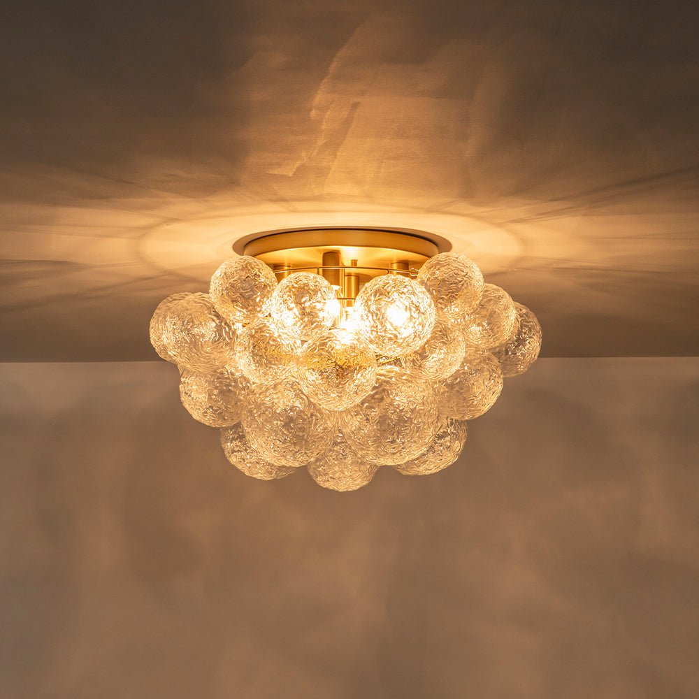 Ornuvum Cluster Rippled Bubble Glass Semi Flush Chandelier - Lamp Copper