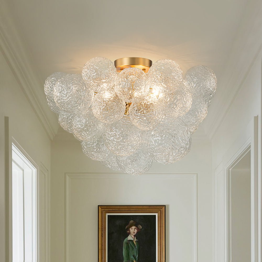 Ostuli Individual Creativity Glass Semi Flush Chandelier