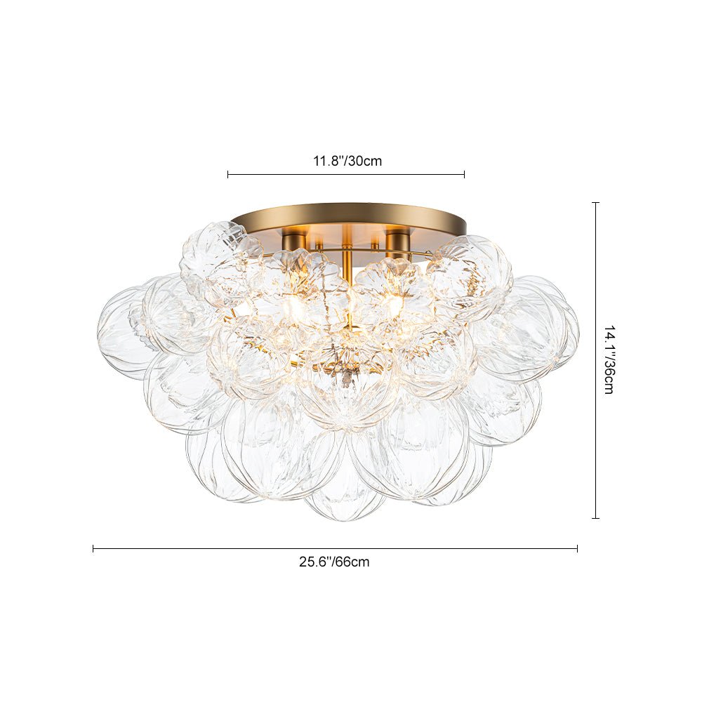Aevunix Cluster Sculpture Bubble Glass Semi Flush Chandelier