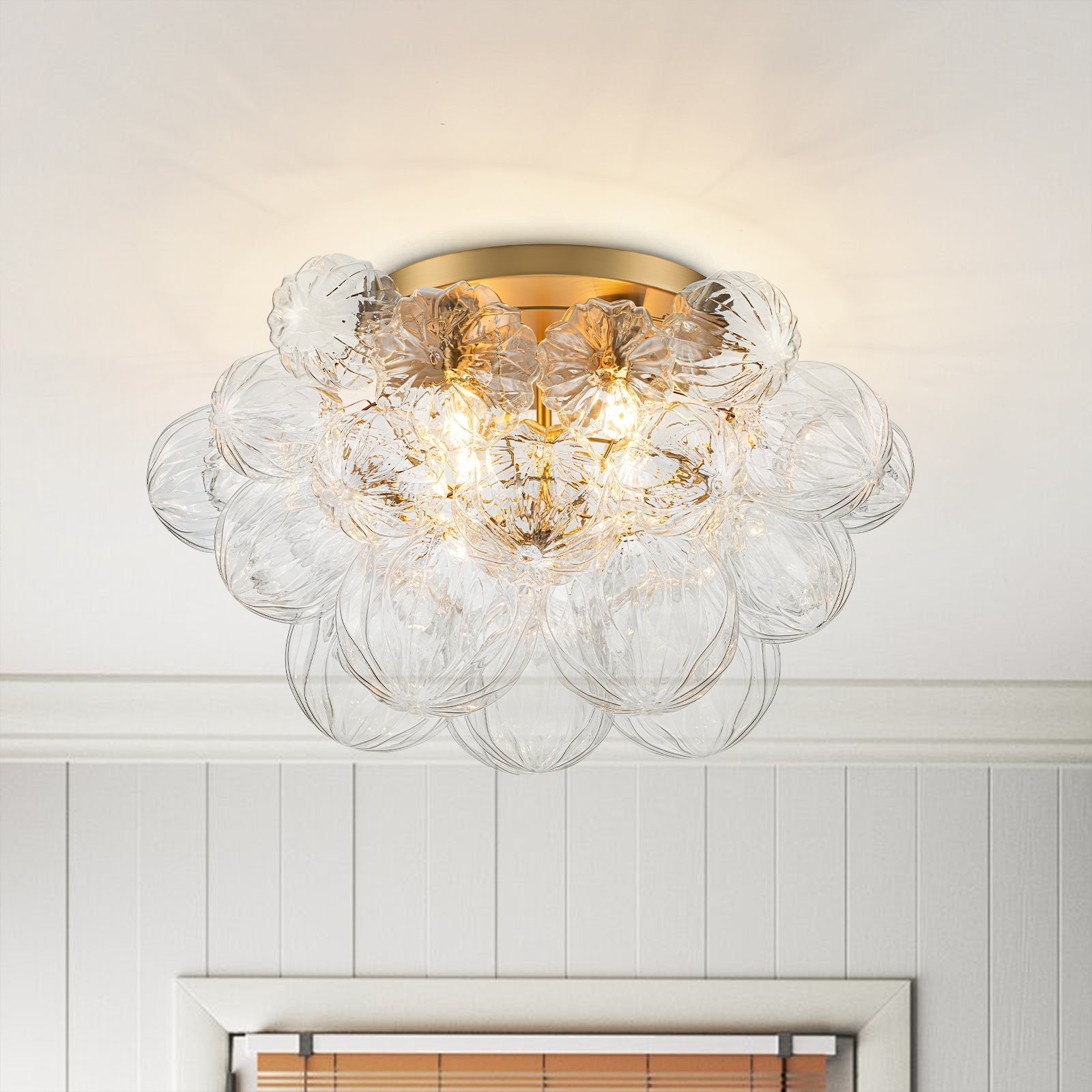 Aevunix Cluster Sculpture Bubble Glass Semi Flush Chandelier