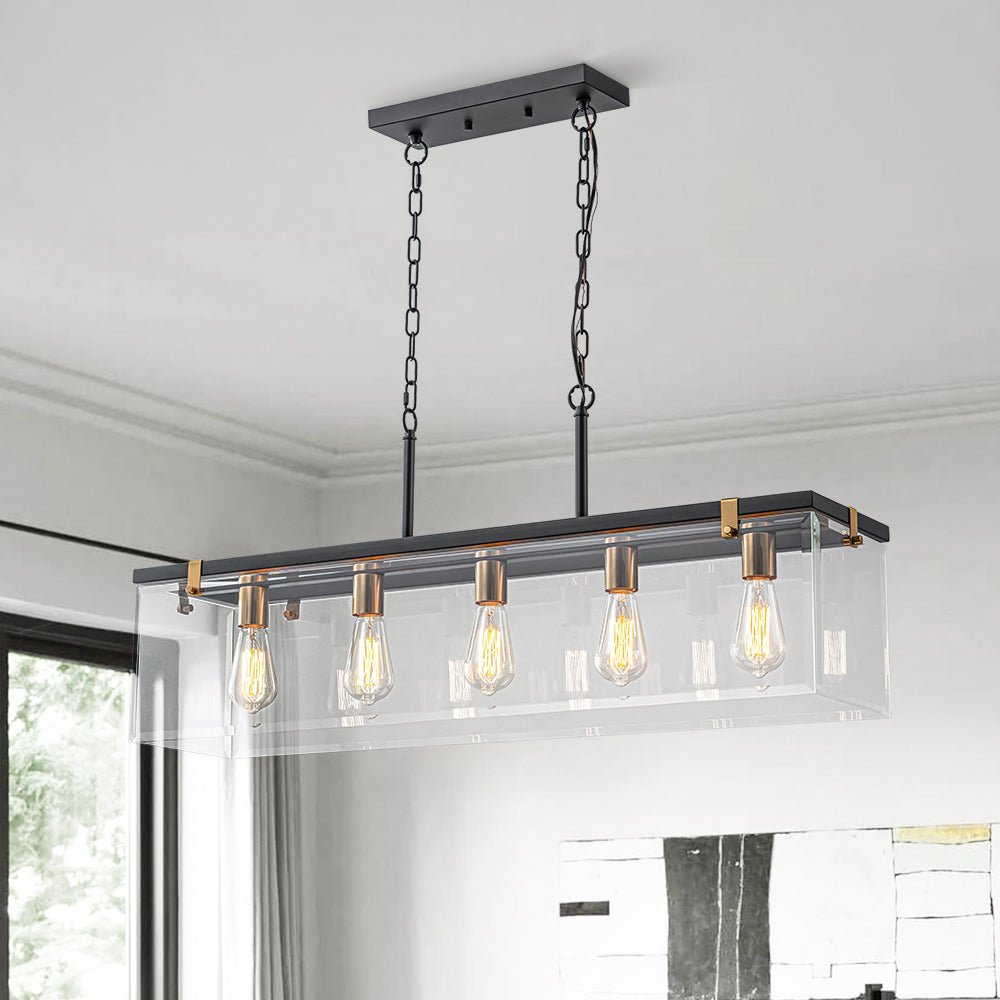 Plotuvix Contemporary Clear Glass Island Chandelier