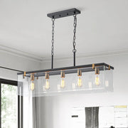 Plotuvix Contemporary Clear Glass Island Chandelier