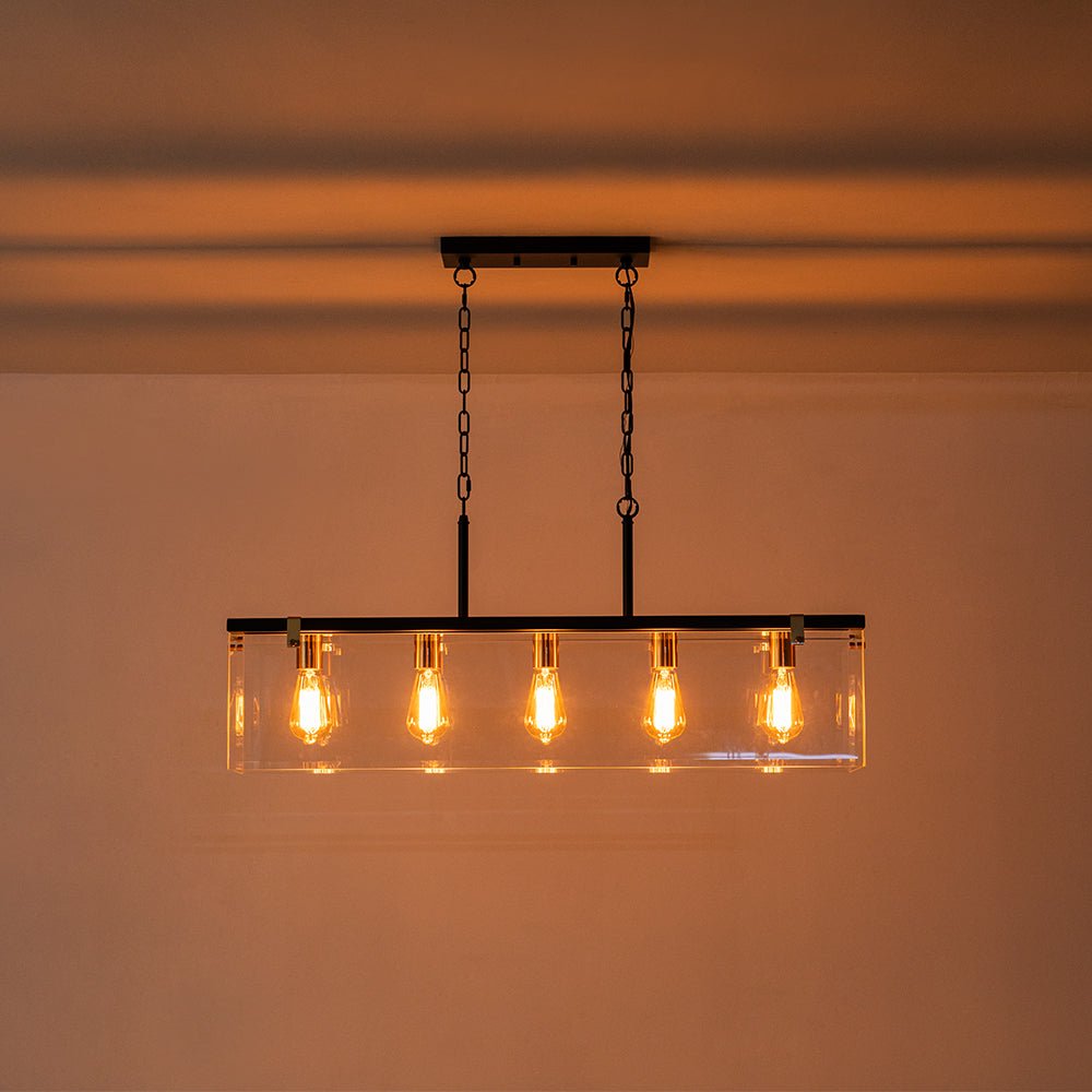 Plotuvix Contemporary Clear Glass Island Chandelier