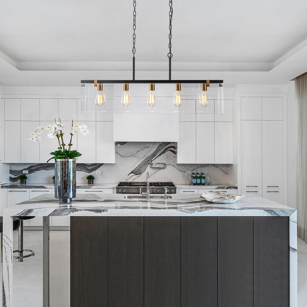 Plotuvix Contemporary Clear Glass Island Chandelier