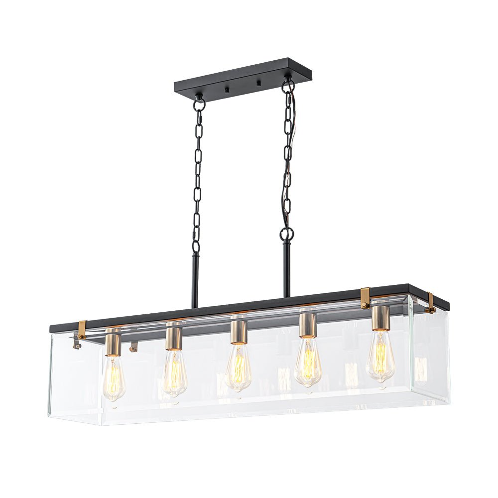 Plotuvix Contemporary Clear Glass Island Chandelier