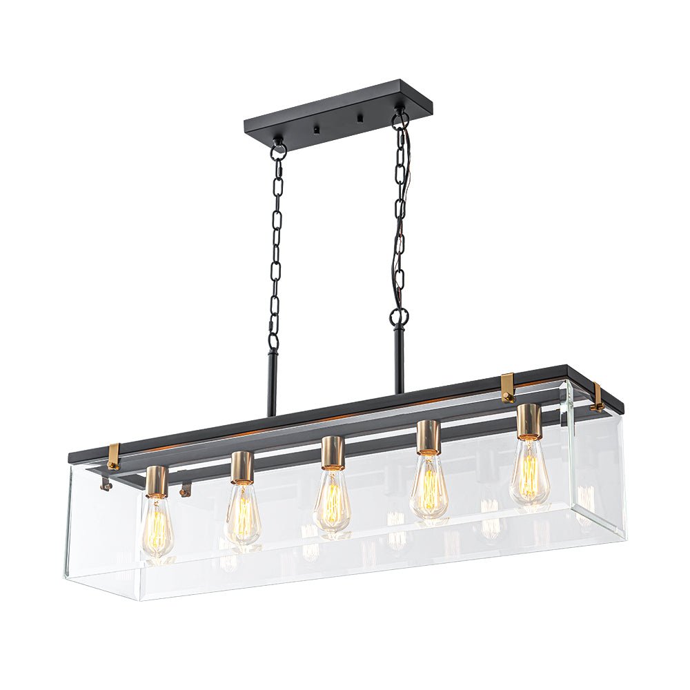 Plotuvix Contemporary Clear Glass Island Chandelier