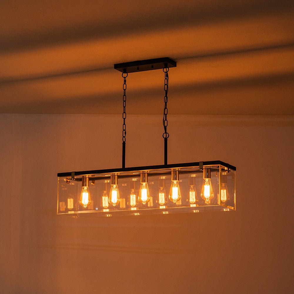 Plotuvix Contemporary Clear Glass Island Chandelier