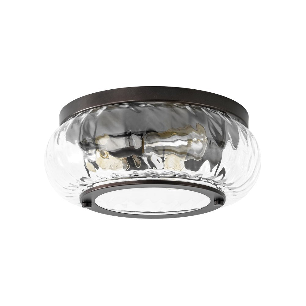 Fljotur Contemporary Clear Striped Glass Flush Mount Light