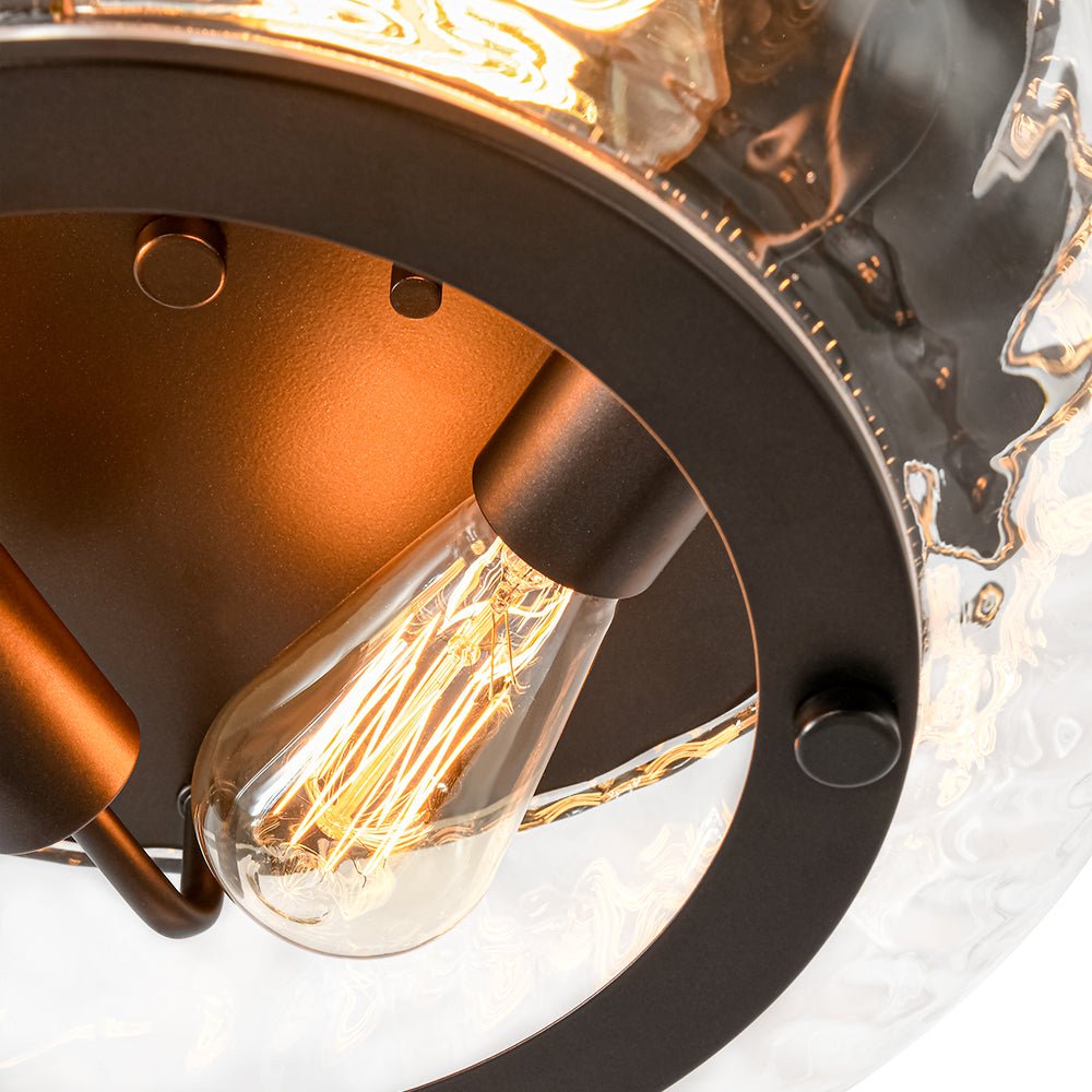 Fljotur Contemporary Clear Striped Glass Flush Mount Light