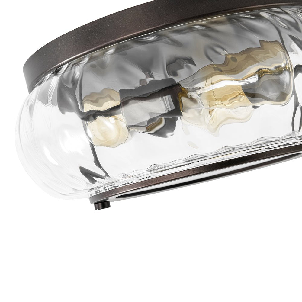 Fljotur Contemporary Clear Striped Glass Flush Mount Light
