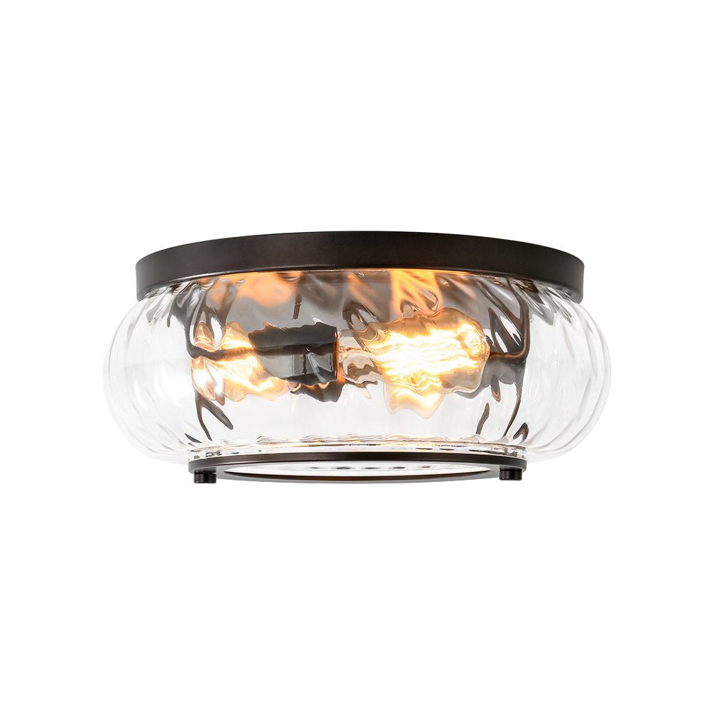 Fljotur Contemporary Clear Striped Glass Flush Mount Light