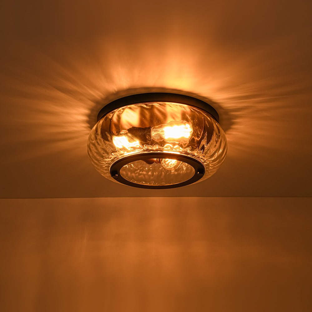 Fljotur Contemporary Clear Striped Glass Flush Mount Light