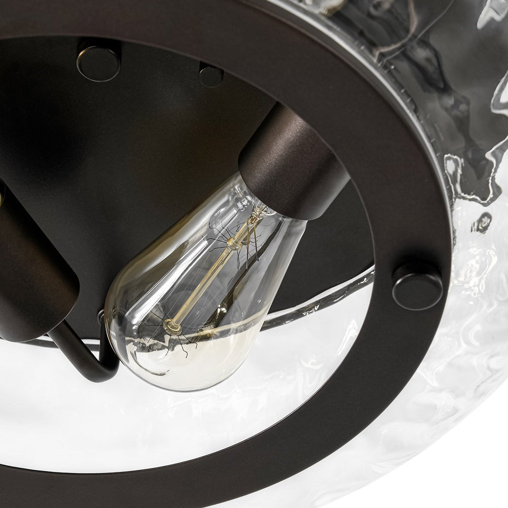 Fljotur Contemporary Clear Striped Glass Flush Mount Light