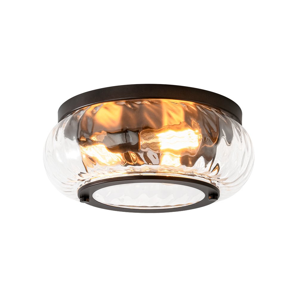 Fljotur Contemporary Clear Striped Glass Flush Mount Light