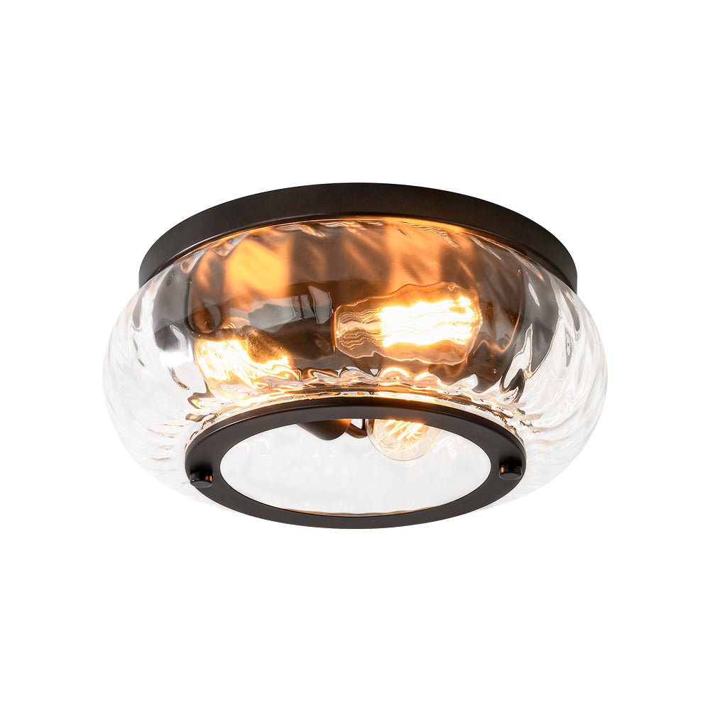 Fljotur Contemporary Clear Striped Glass Flush Mount Light