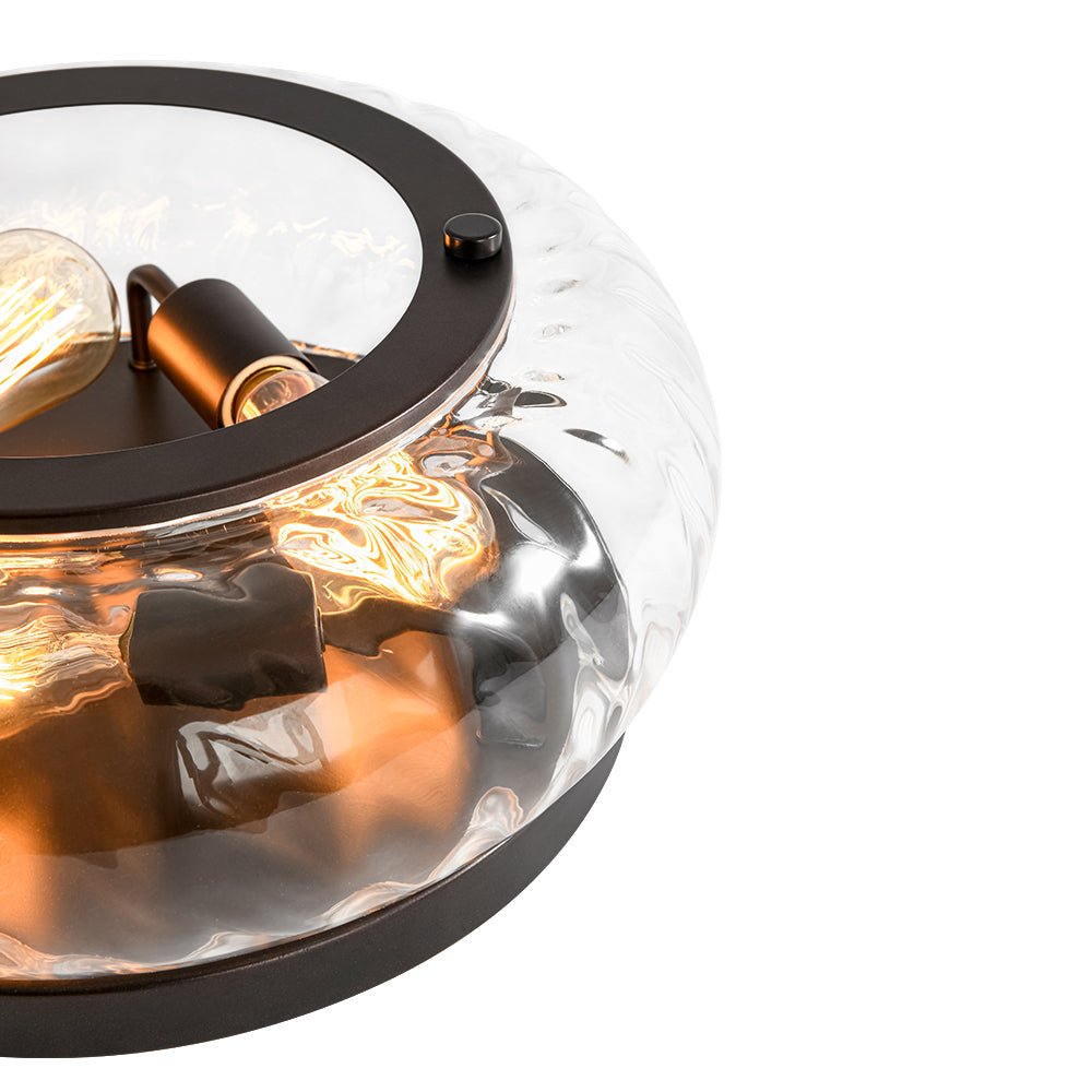 Fljotur Contemporary Clear Striped Glass Flush Mount Light