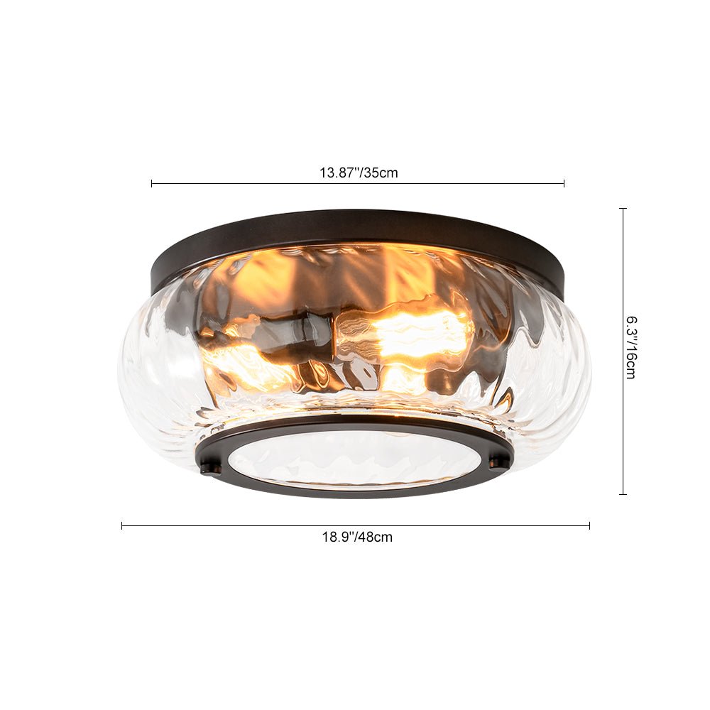 Fljotur Contemporary Clear Striped Glass Flush Mount Light