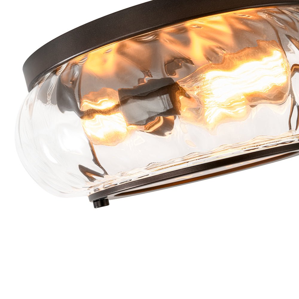 Fljotur Contemporary Clear Striped Glass Flush Mount Light