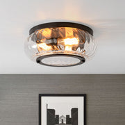 Fljotur Contemporary Clear Striped Glass Flush Mount Light