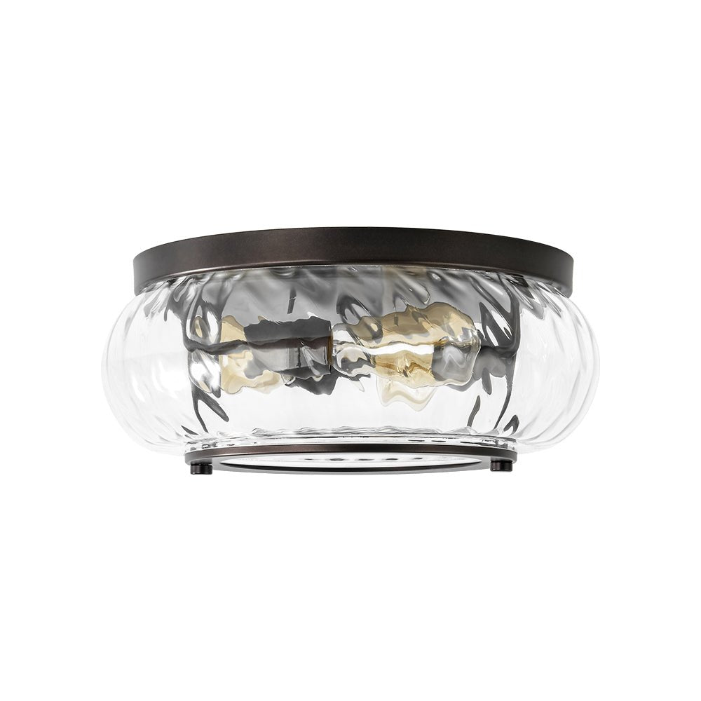 Fljotur Contemporary Clear Striped Glass Flush Mount Light