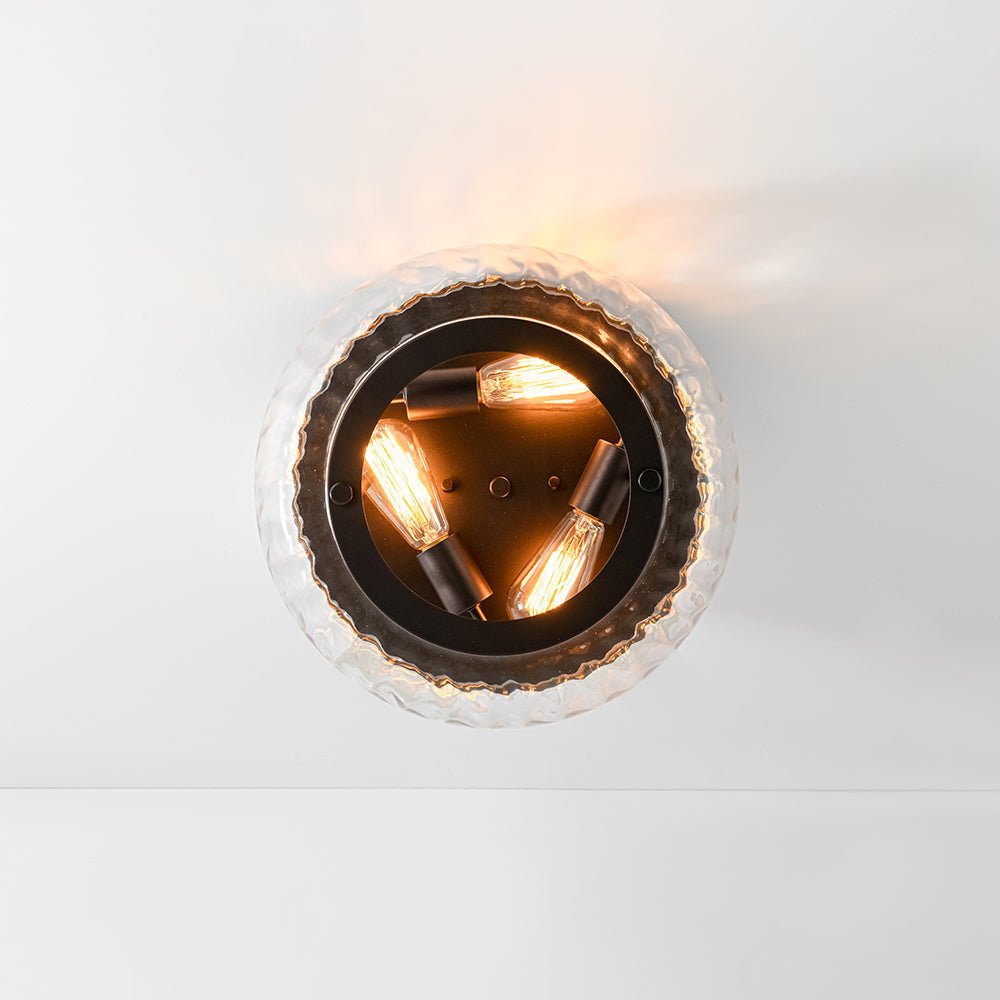 Fljotur Contemporary Clear Striped Glass Flush Mount Light