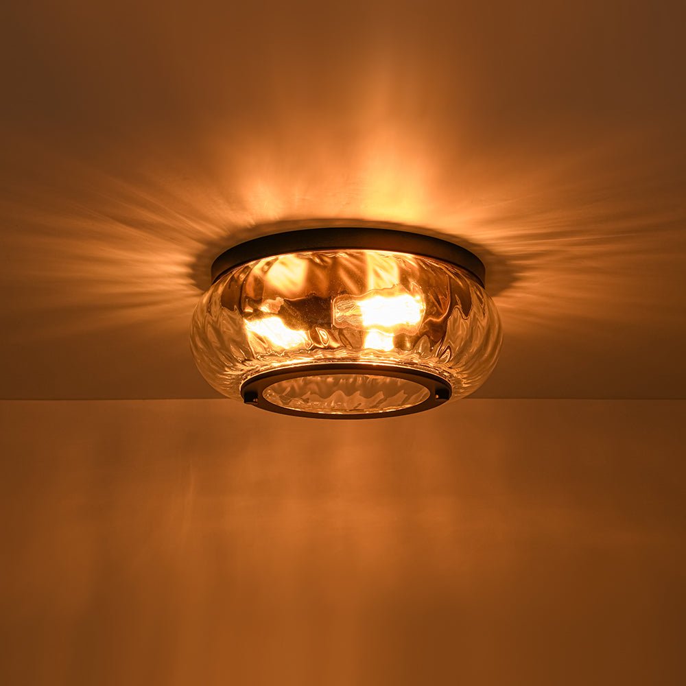 Fljotur Contemporary Clear Striped Glass Flush Mount Light