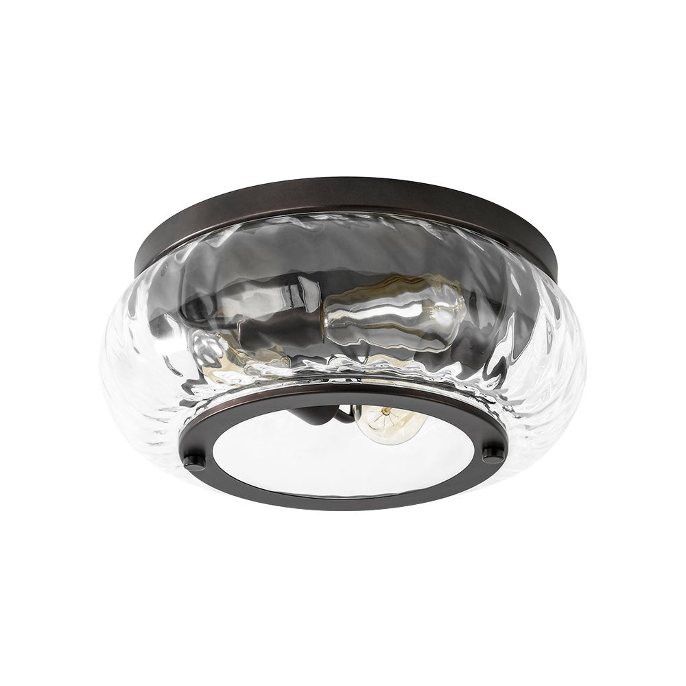 Fljotur Contemporary Clear Striped Glass Flush Mount Light