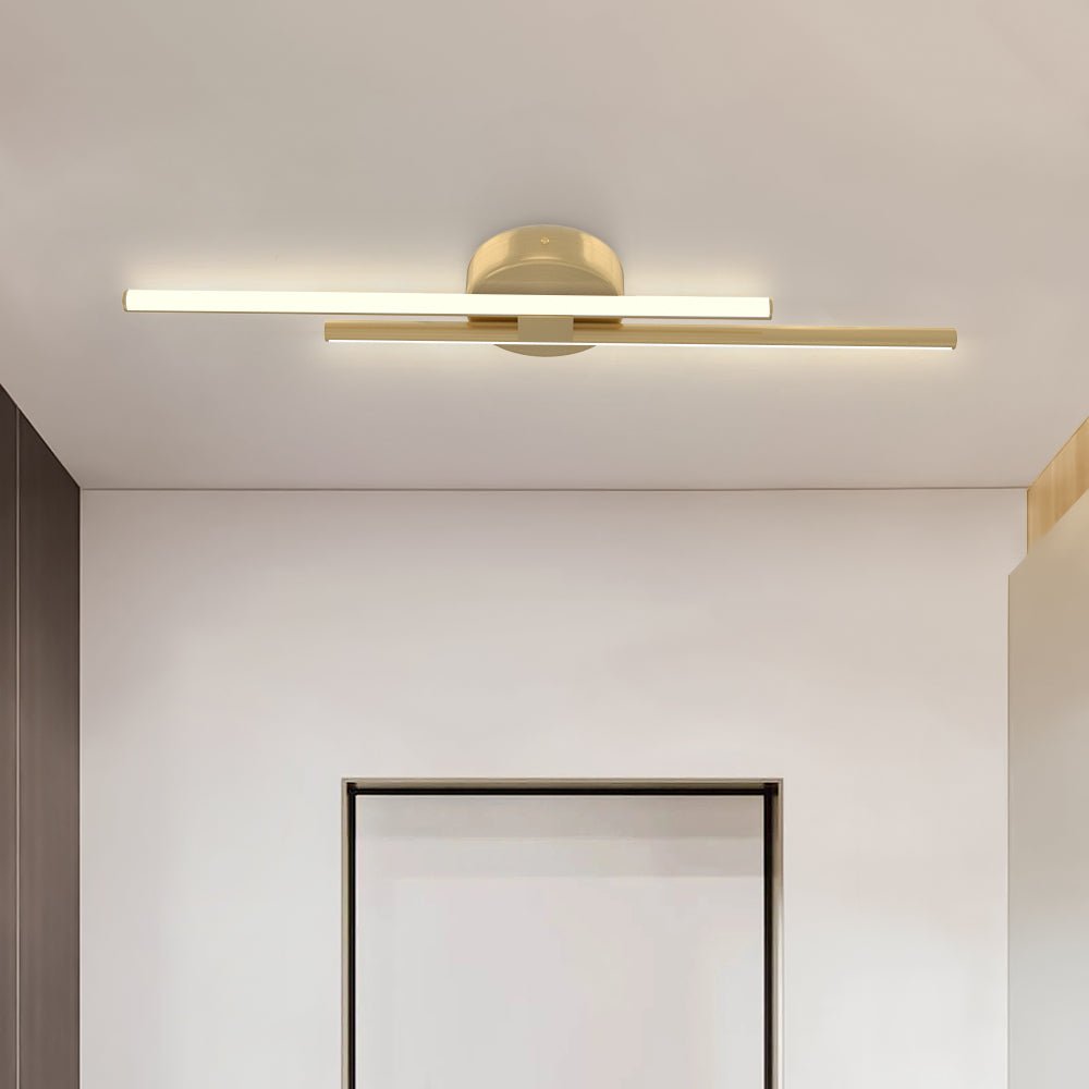 Qvisten Contemporary Linear LED Metal Semi Flush Mount Light - Lamp Copper