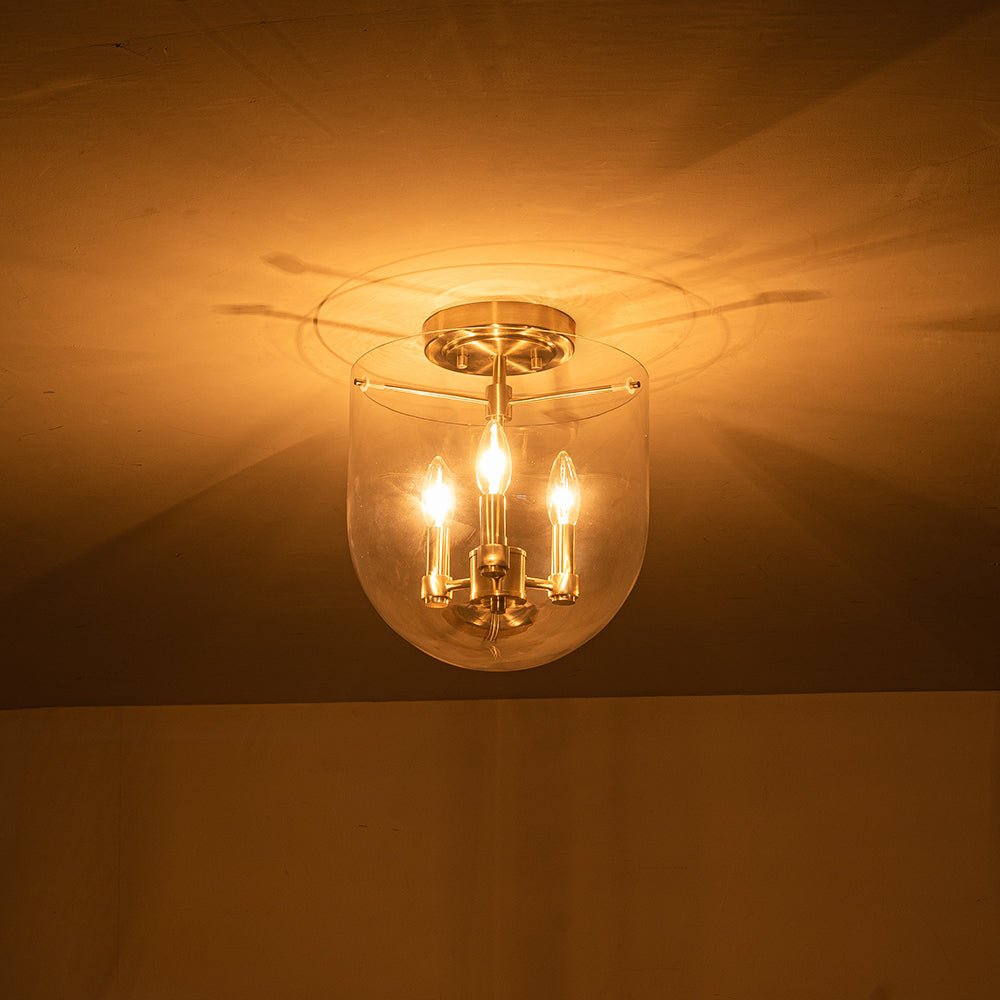 Qvistuvo Contemporary NickelGlass Semi Flush Mount Ceiling Light