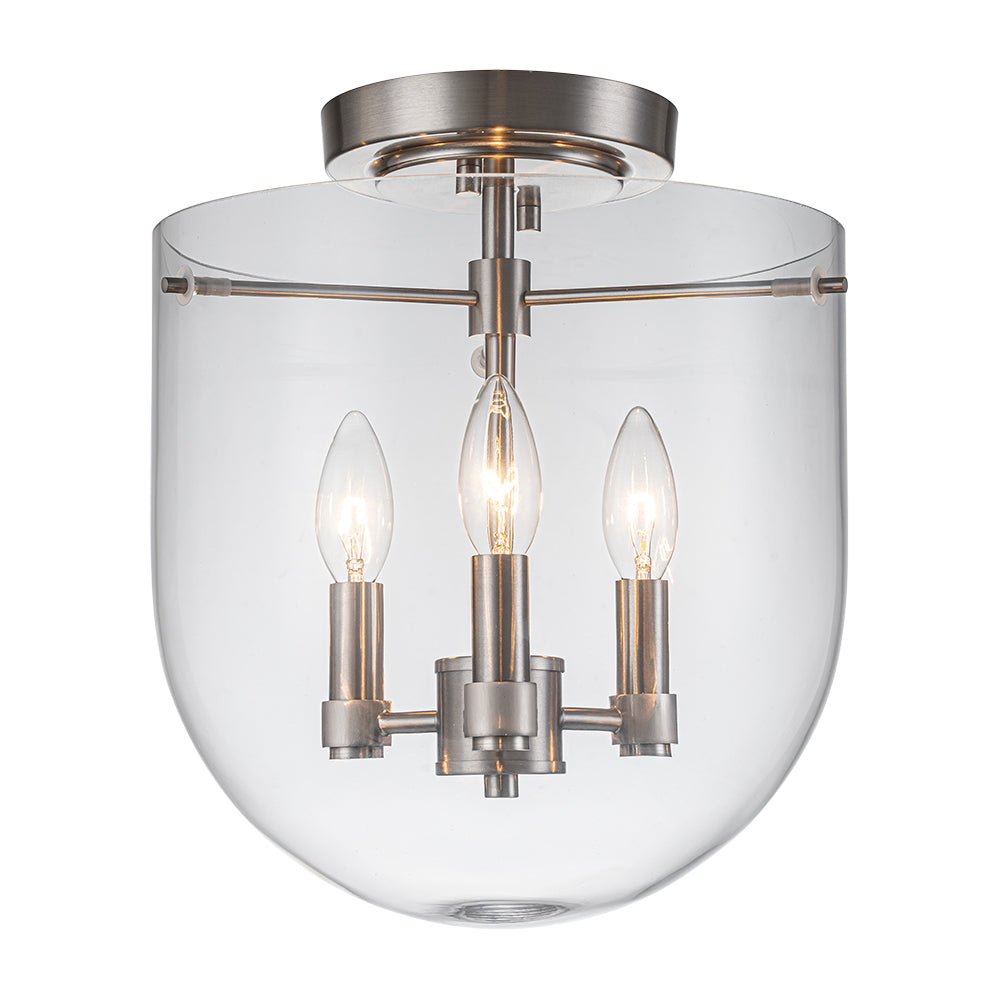 Qvistuvo Contemporary NickelGlass Semi Flush Mount Ceiling Light