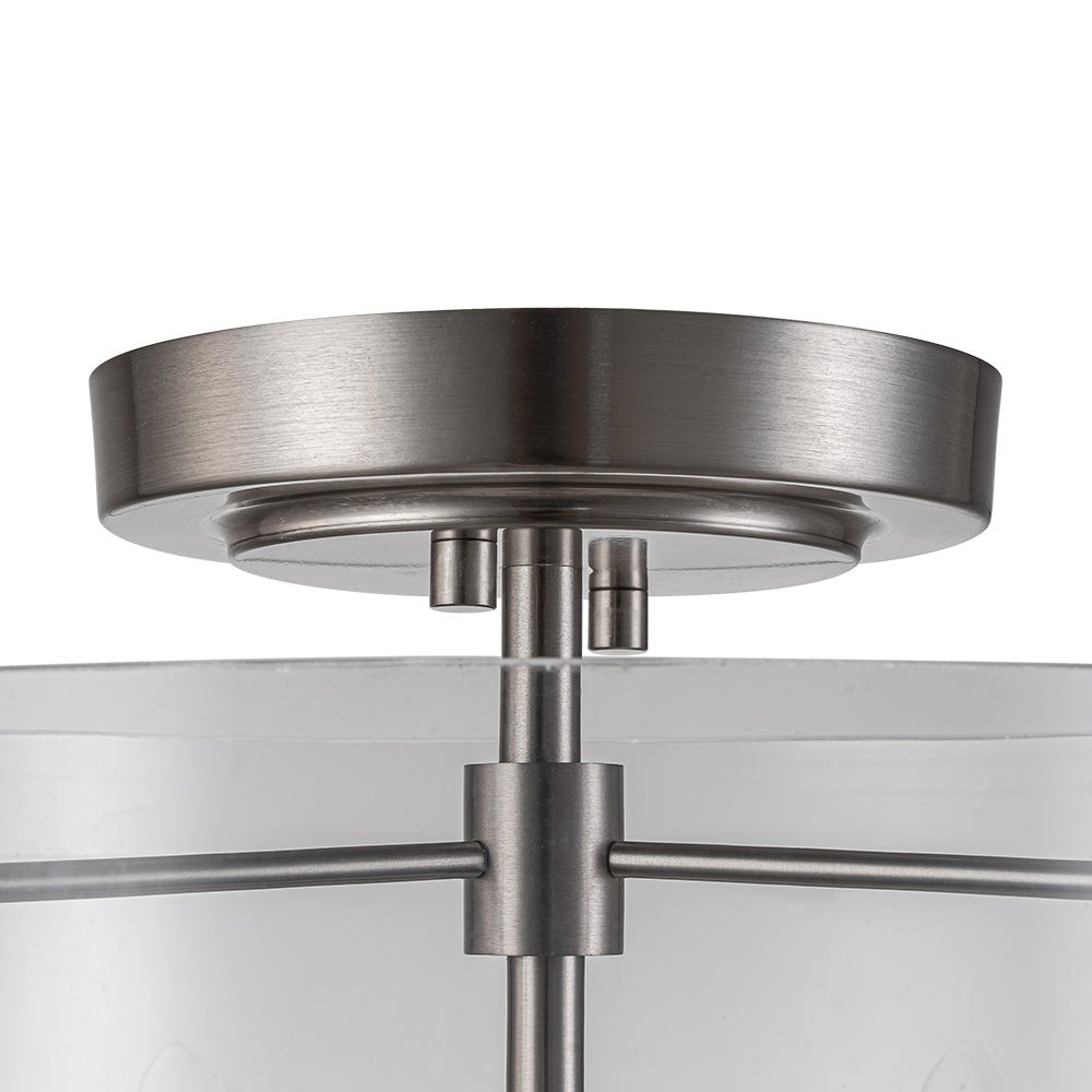 Qvistuvo Contemporary NickelGlass Semi Flush Mount Ceiling Light