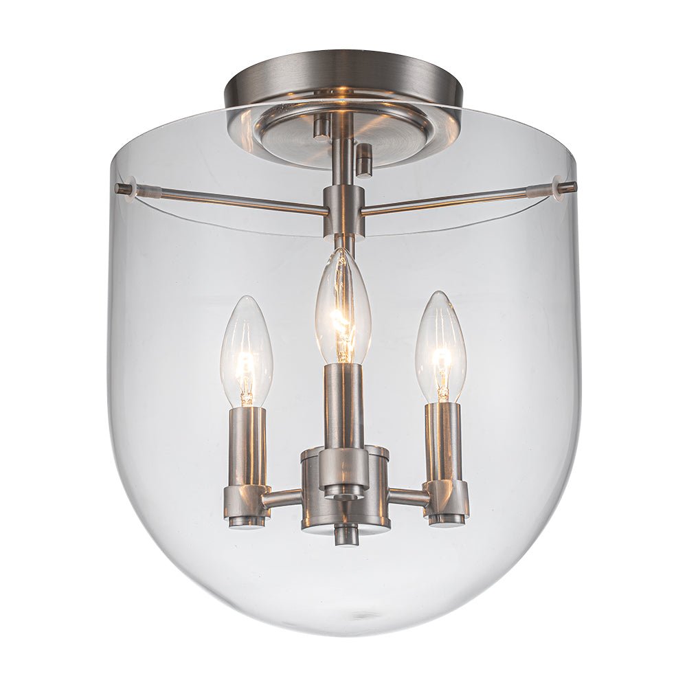 Qvistuvo Contemporary NickelGlass Semi Flush Mount Ceiling Light