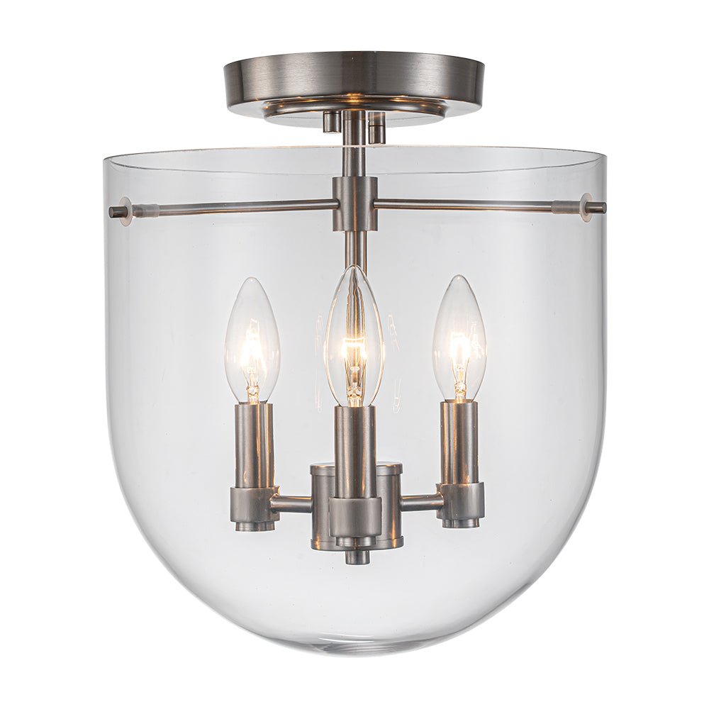 Qvistuvo Contemporary NickelGlass Semi Flush Mount Ceiling Light