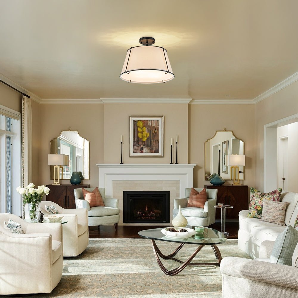 Vesina Linen Metal Semi Flush Mount Ceiling Light