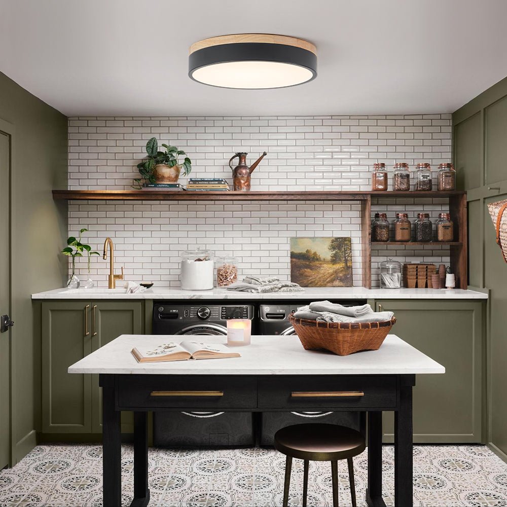 Pletta Contemporary Wood LED Ceiling Light